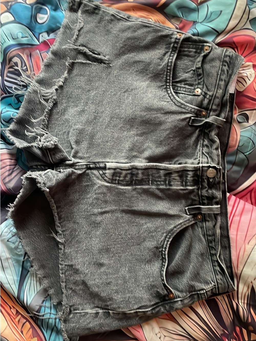 Levi's Black Acid Wash Cutoff Jean Shorts